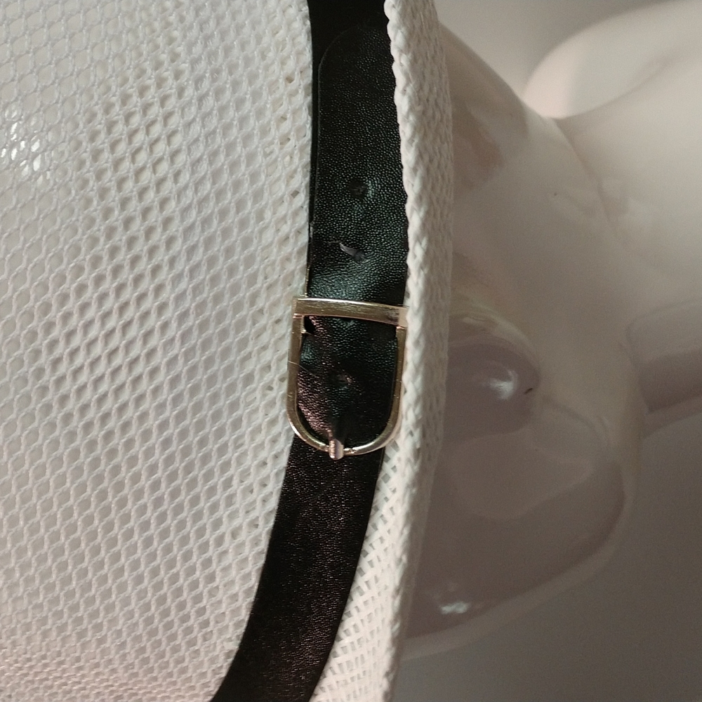 Unisex Mesh White Fedora Hat With Faux Leather Strap Buckle Boho Streetwear - Picture 4 of 14